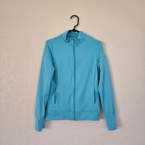 Bally Total Fitness Blue Zip Up Sweatshirt Size Small